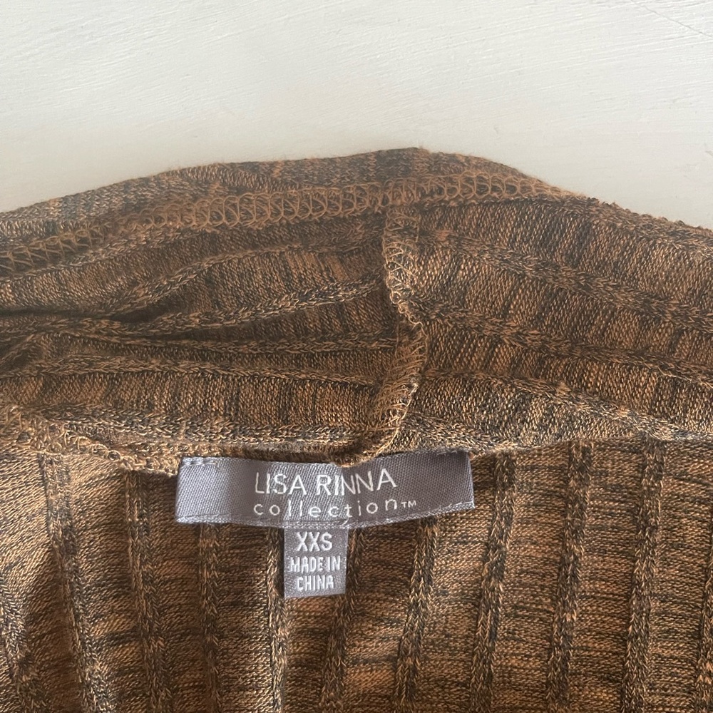 Lisa Rinna Collection Brown Ribbed Duster - Picture 5 of 5